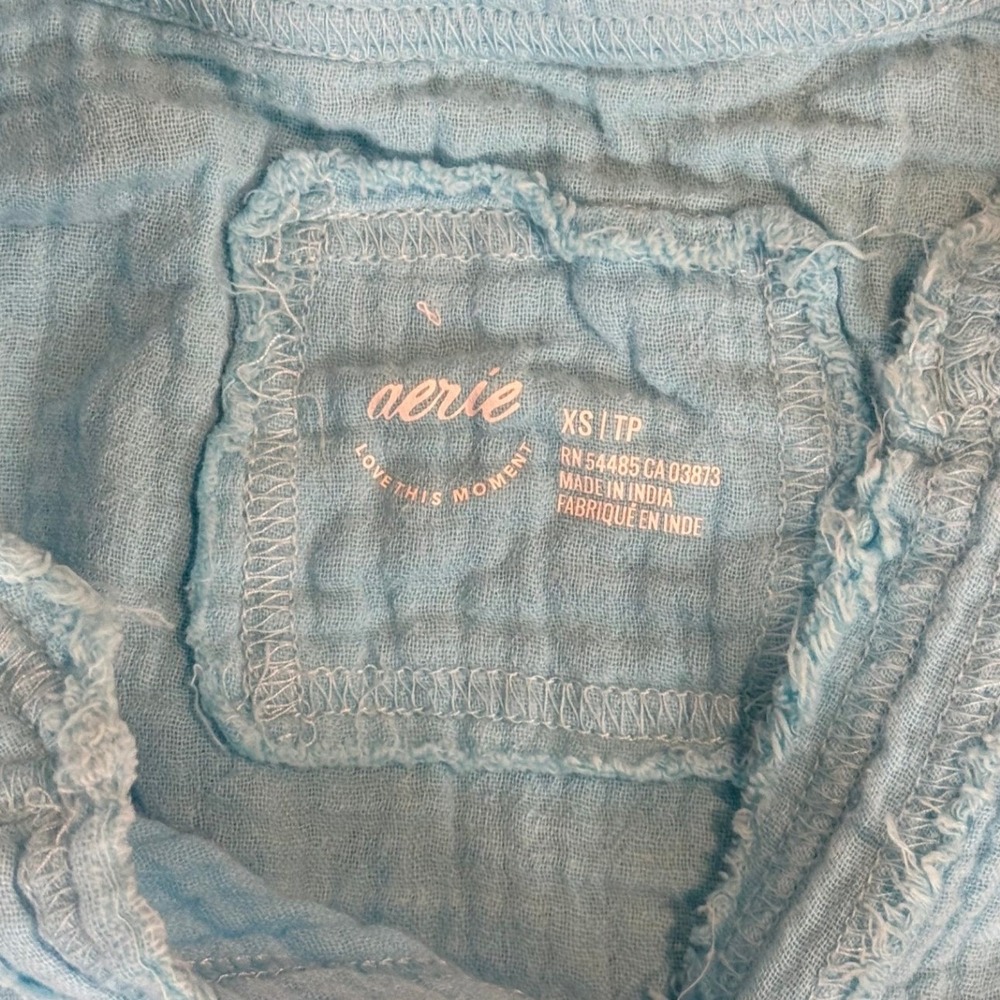 Aerie Light Blue Gauze Button Down Shirt Oversized XS - Picture 2 of 5